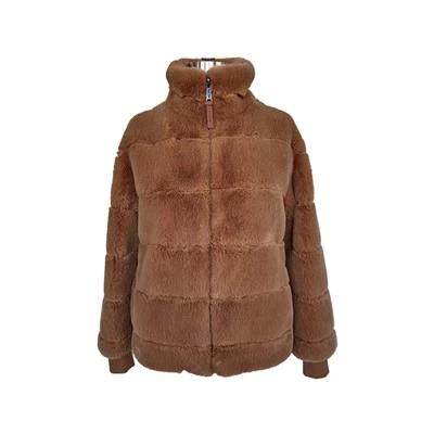 Chaqueta de piel sintética marrón para mujer